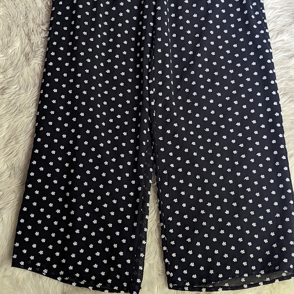 EUC Lulus Show Them Up Black Floral Embroidered Peplum Wide Leg Jumpsuit - Picture 6 of 15